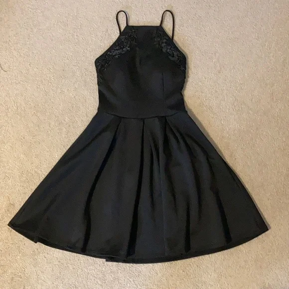 navy blue dress for baby girl Womens Lipsy Black Halter Diamonte Bow Backless Mini Skater Dress US 8